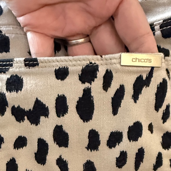 EUCChico's Tan and Black Animal Print So Sliimming jeans Chicos sz 3T (IS 16-18) - Picture 5 of 9